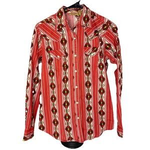 Wrangler Women Western Shirt Size S Pearl Snap Aztec Stripe Southwestern Cowgirl